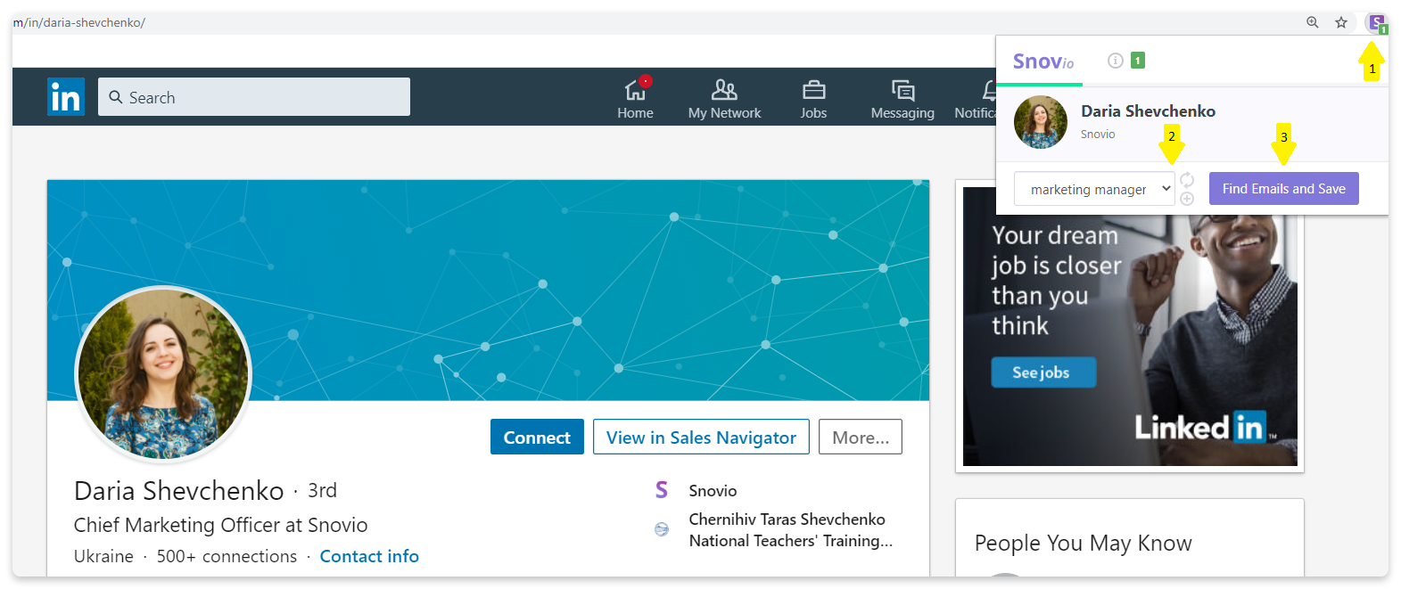 How to find emails on a person’s LinkedIn profile page